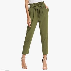 Grace Karin green paper bag pants